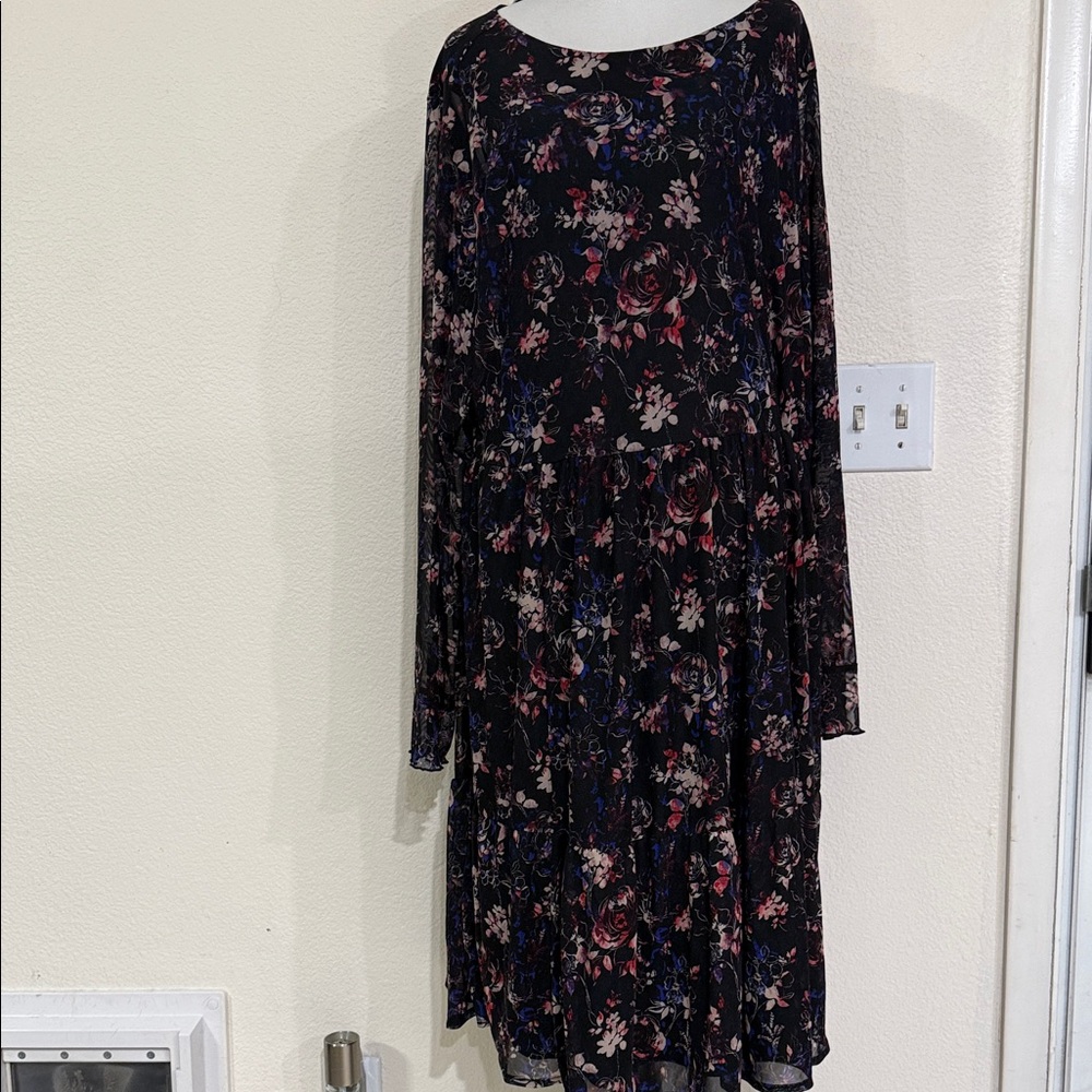 Torrid Floral Sheer Lined Ruffle Dress With Pockets Size 2 -18/20 NWT